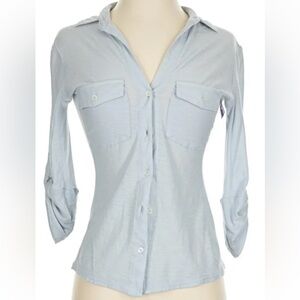 James Perse Light Blue Lycra Cotton Women's Button-Up Shirt AU/2 US/S-M NWT